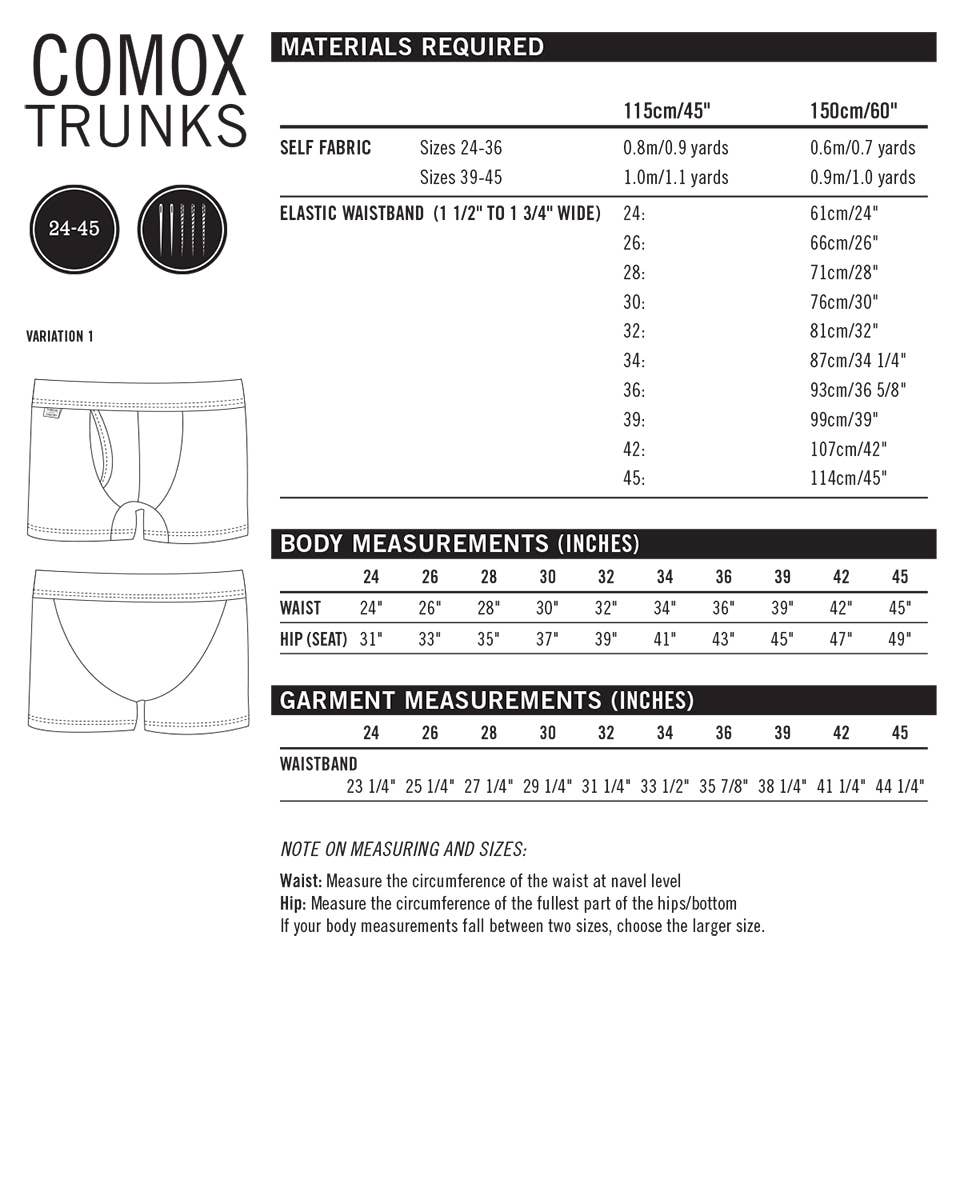 Comox Trunks Tissue Sewing Pattern