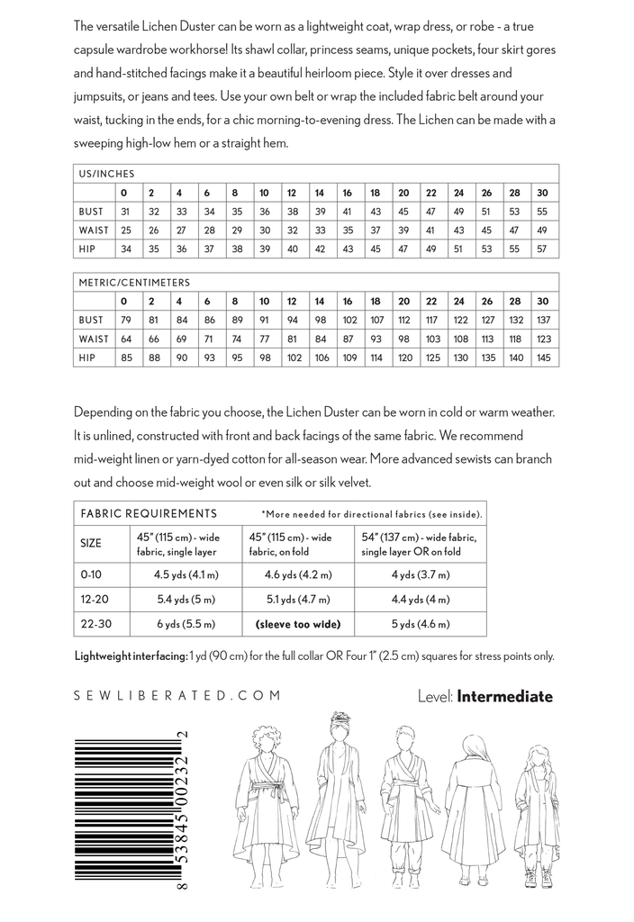 Lichen Duster Sewing Pattern