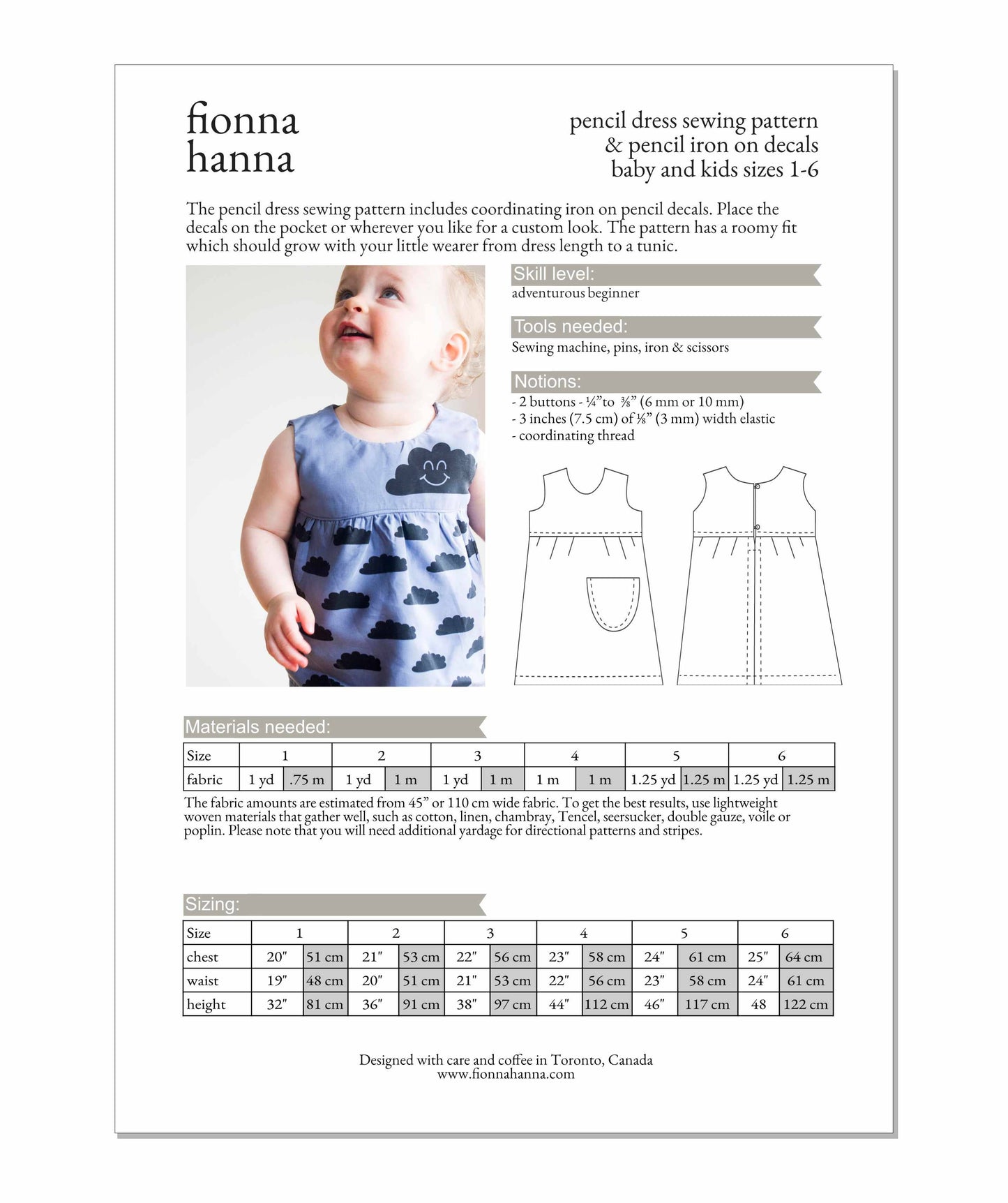 Pencil Dress Sewing Pattern with Pencil Iron On Decals