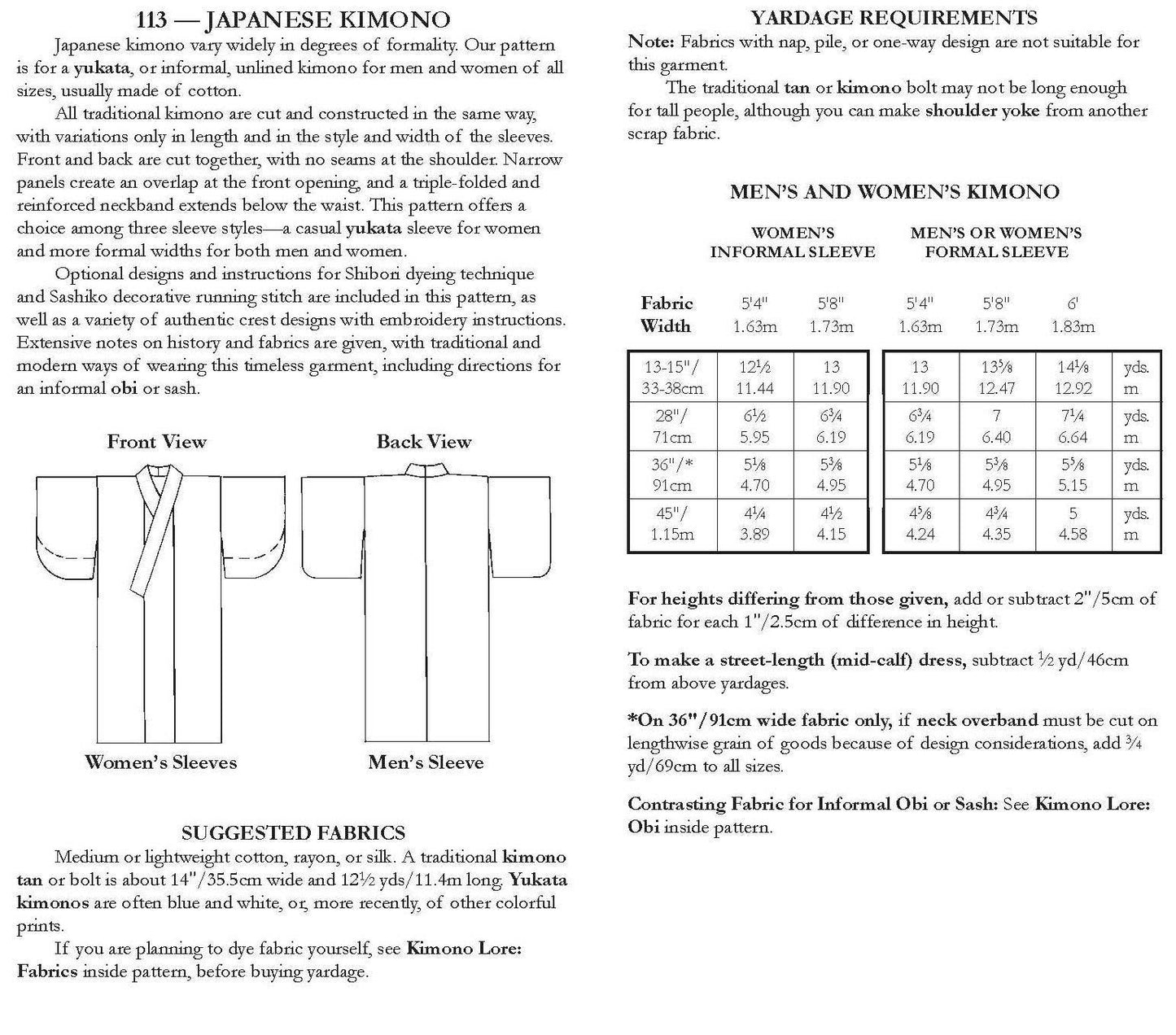 113 Japanese Kimono - Sewing Pattern