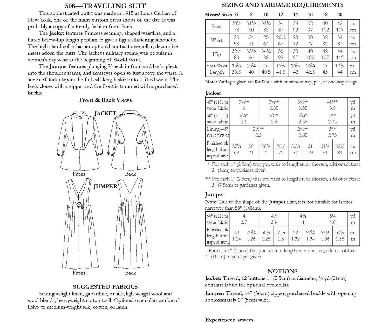 508 Traveling Suit - Sewing Pattern