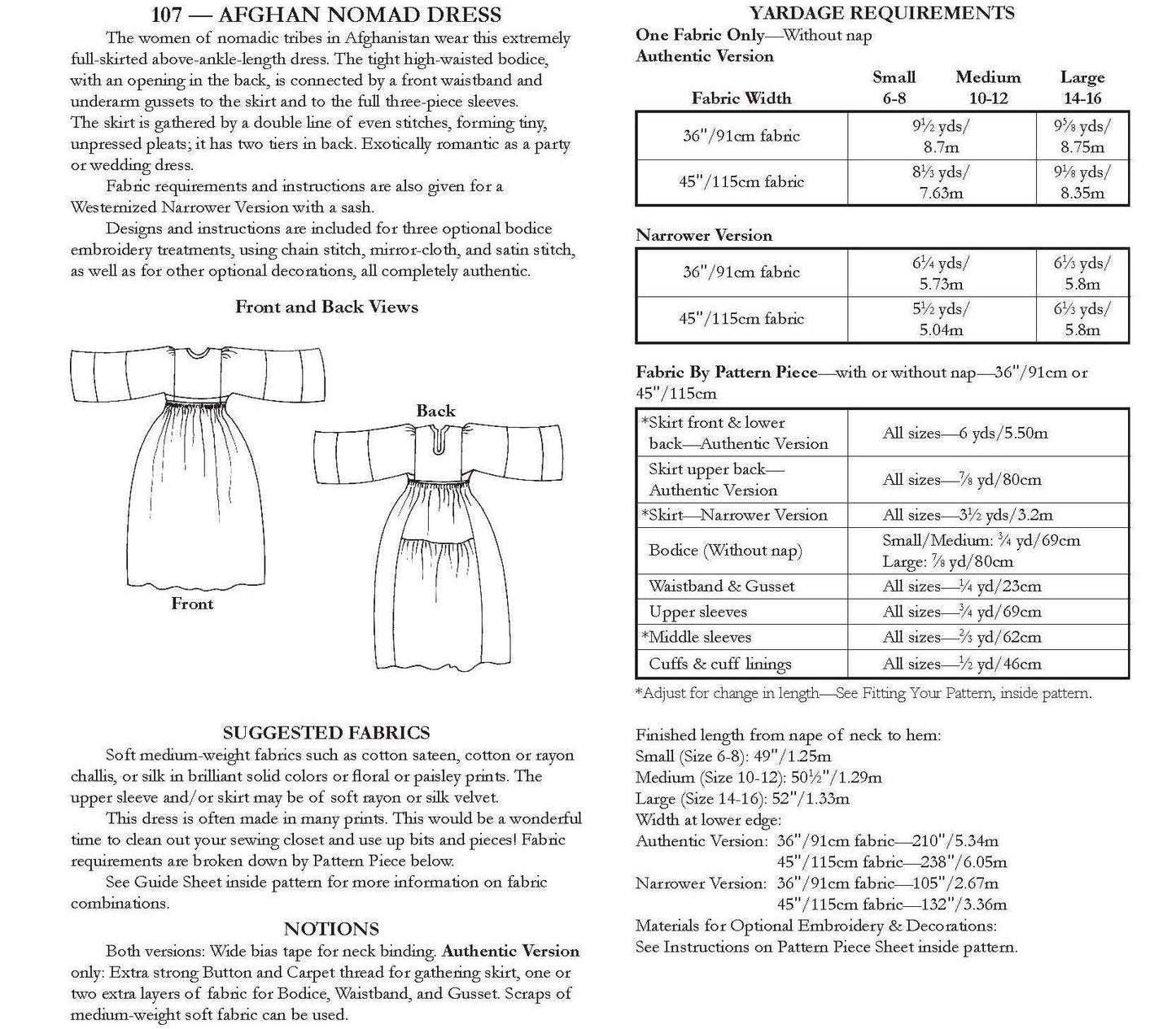 107 Afghan Dress - Sewing Pattern