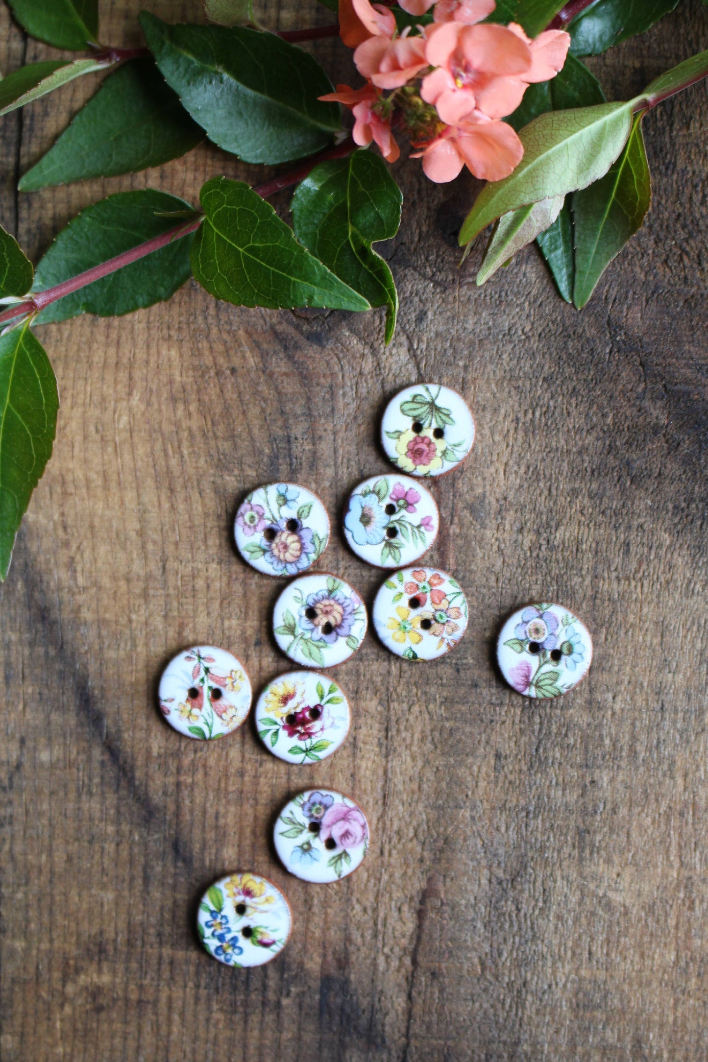 Handmade Wildflower Mini Ceramic Buttons (Set of 10)