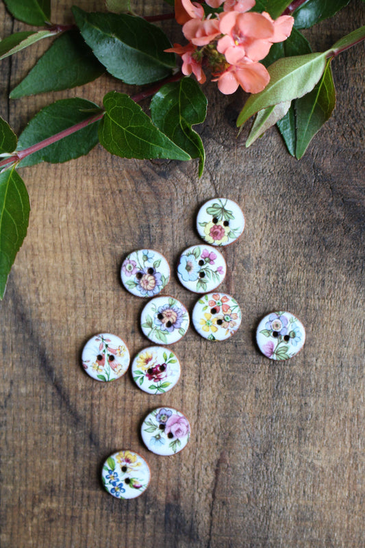 Handmade Wildflower Mini Ceramic Buttons (Set of 10)
