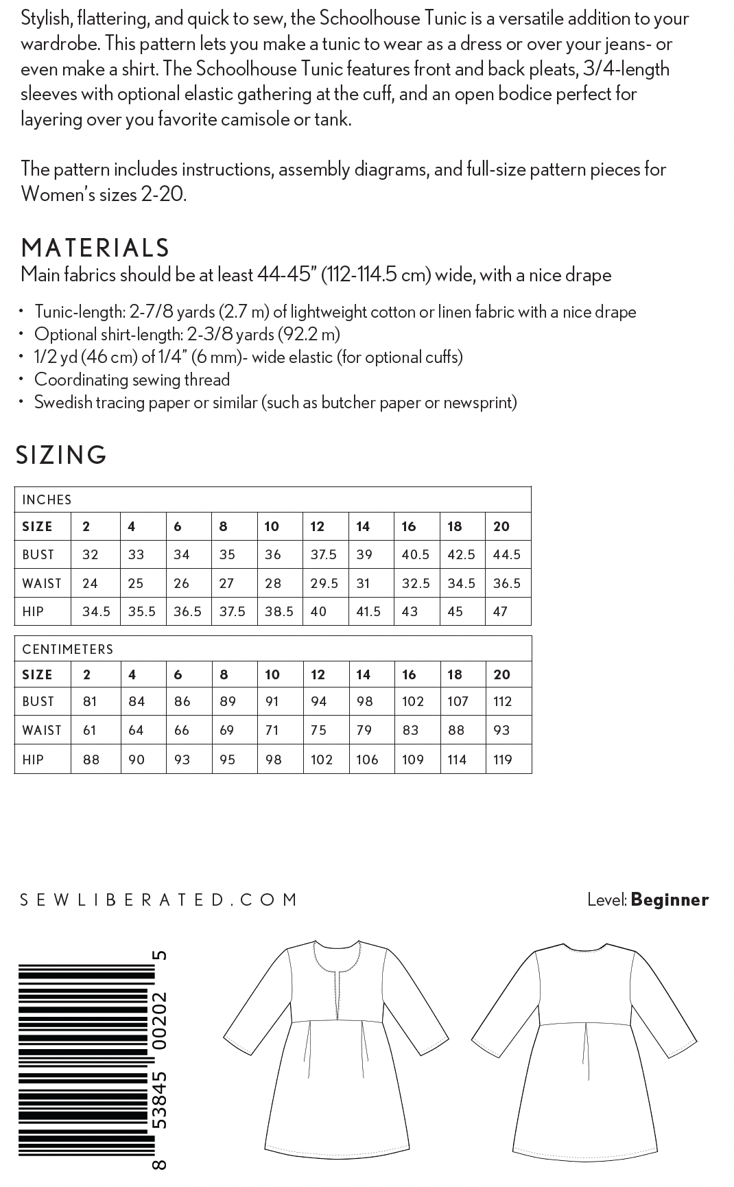 Schoolhouse Tunic Sewing Pattern