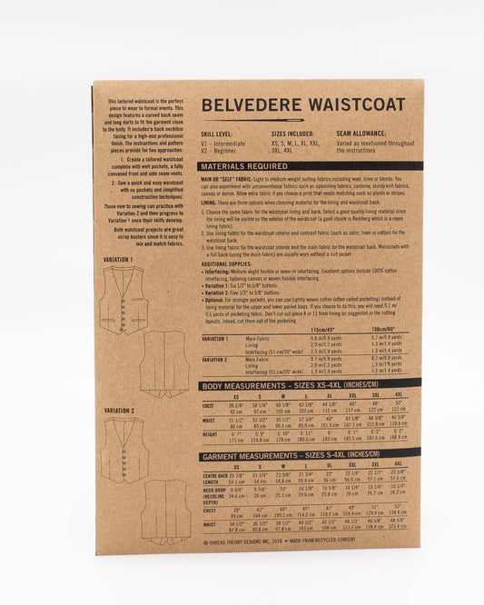 Belvedere Waistcoat Tissue Sewing Pattern