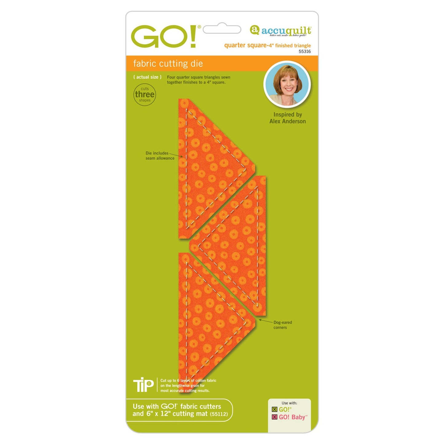 AccuQuilt GO! Quarter Square-4″ Finished Triangle (3 triangles)