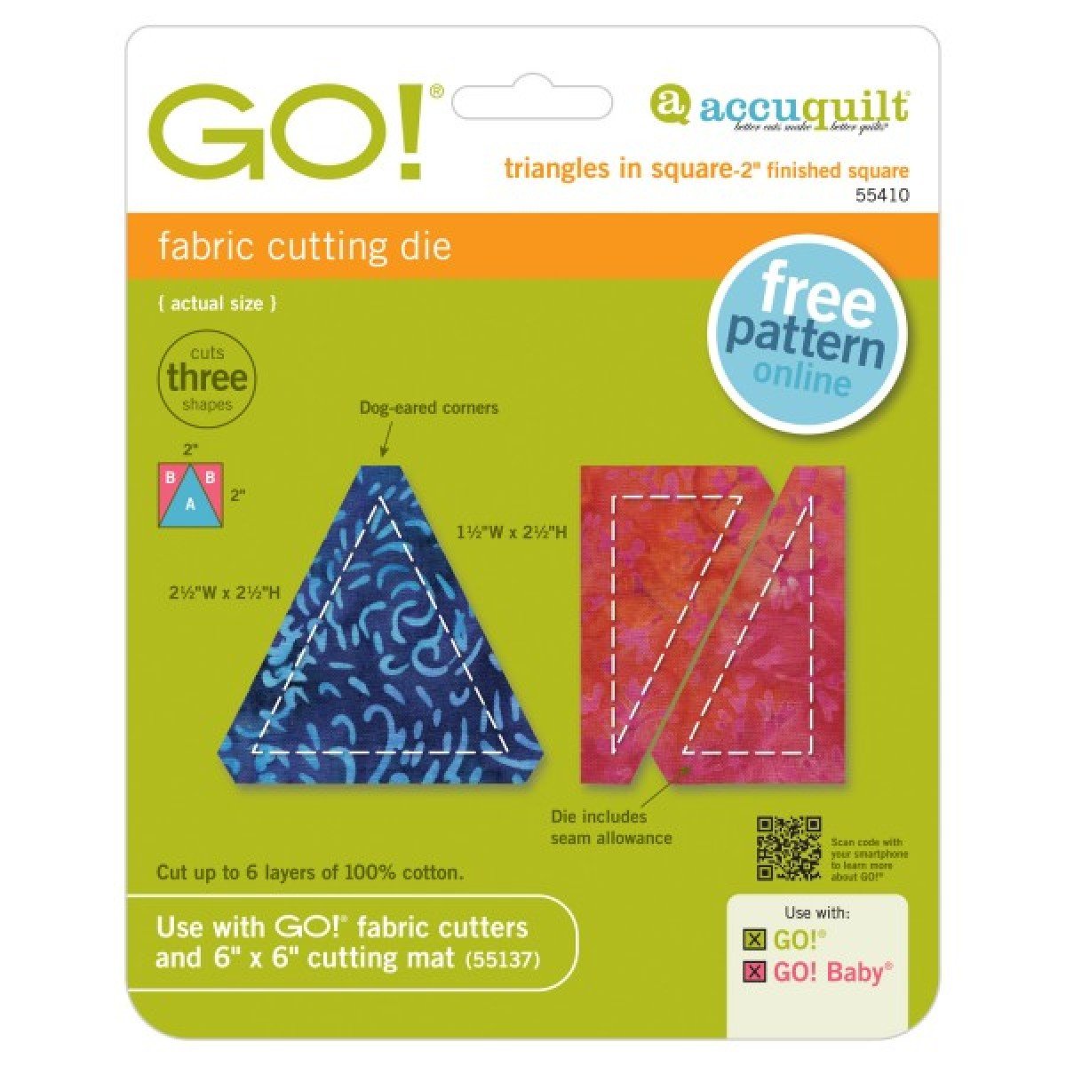 AccuQuilt GO! Triangles in Square-2" Finished Square Die