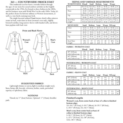 263 Countryside Frock Coat - Sewing Pattern