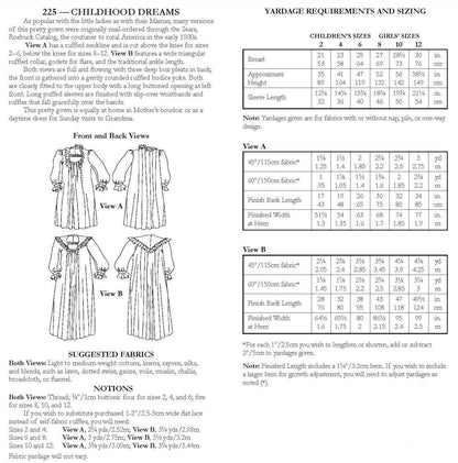 225 Childhood Dreams - Sewing Pattern