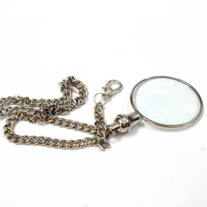 37mm Antique Gaze Magnify Glass, 14' silver chain, each
