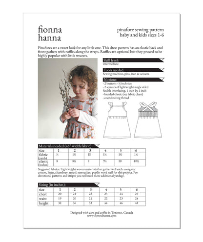 Pinafore Ruffle Dress Sewing Pattern for Girls