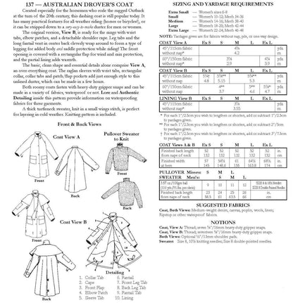 137 Australian Drover's Coat - Sewing Pattern