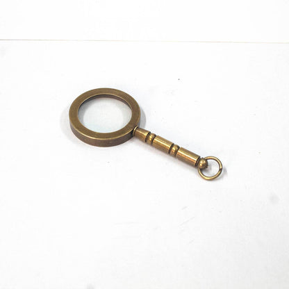 41mm x 11mm Vintage Brass Handheld Magnifying Glass, each