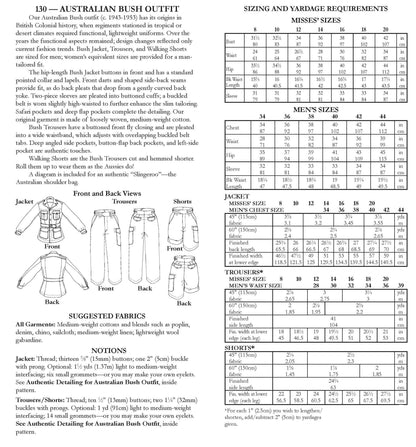 130 Australian Bush Outfit - Sewing Pattern