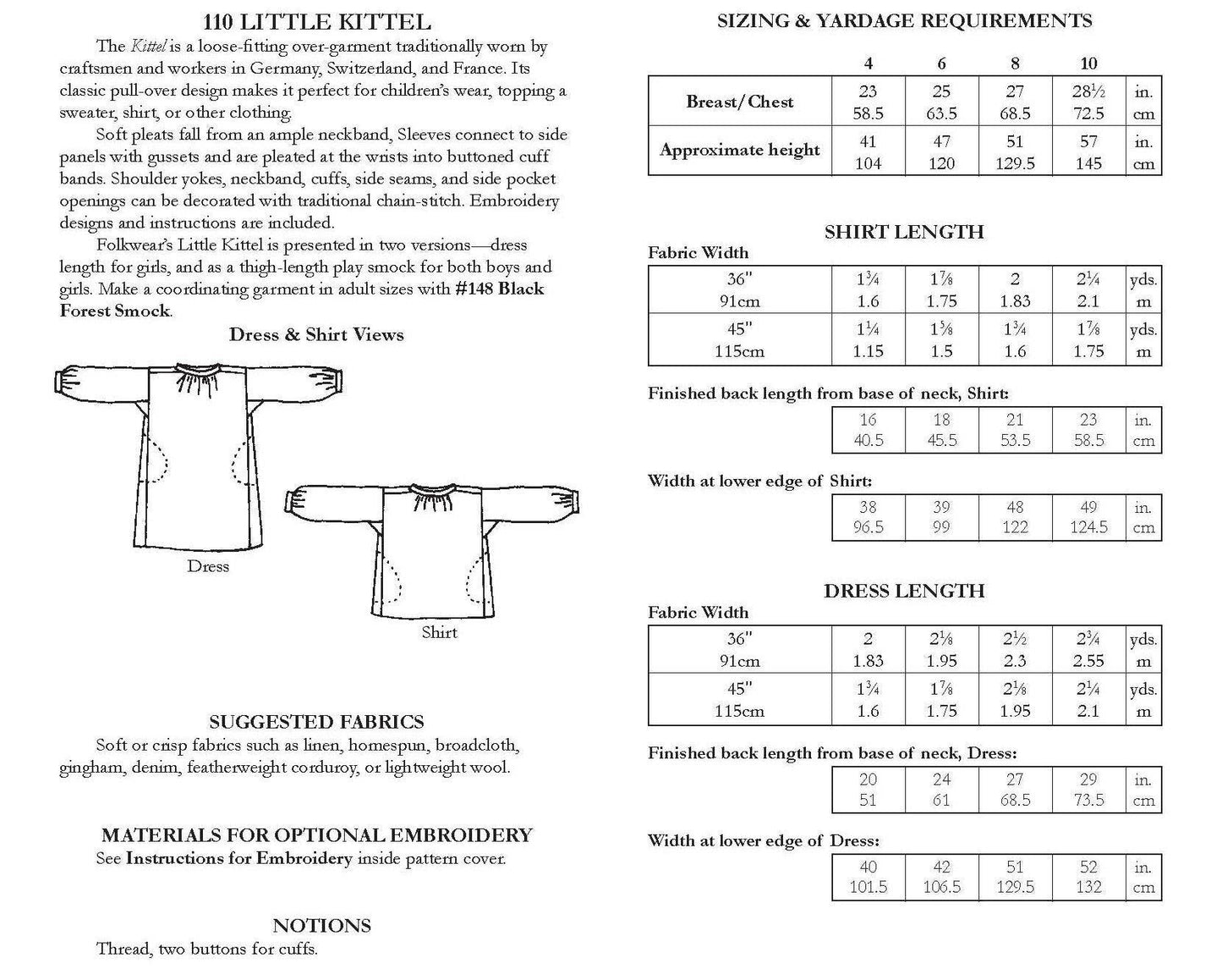 110 Little Kittel - Sewing Pattern