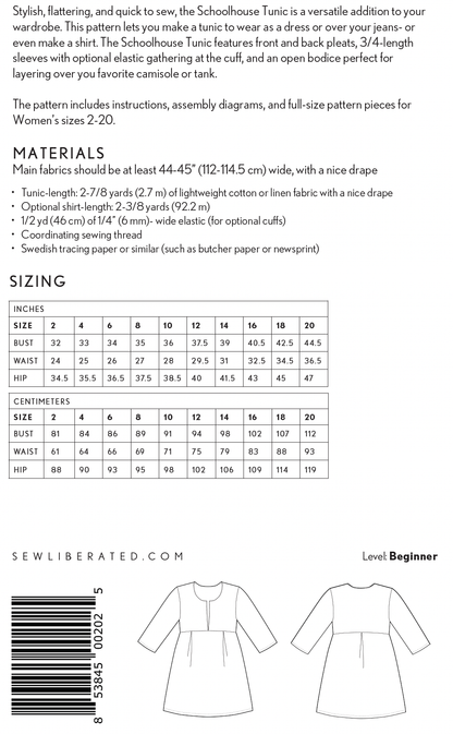 Schoolhouse Tunic Sewing Pattern