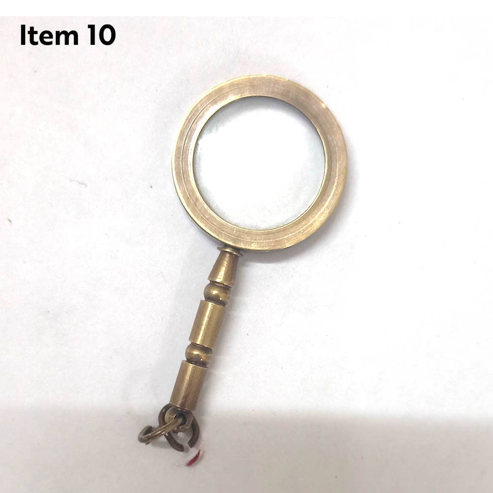 41mm x 11mm Vintage Brass Handheld Magnifying Glass, each