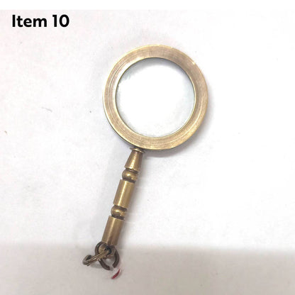 41mm x 11mm Vintage Brass Handheld Magnifying Glass, each