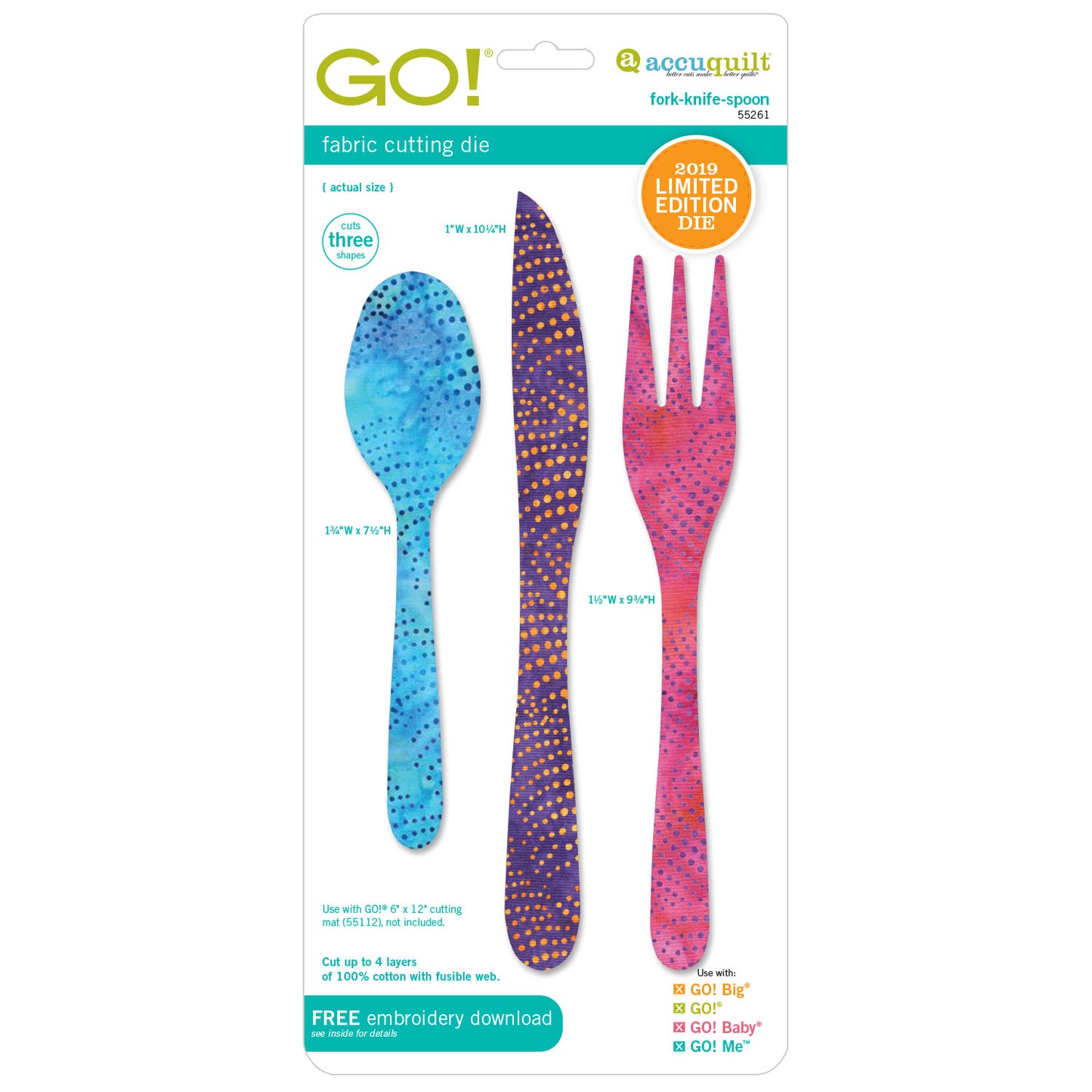 AccuQuilt GO! Fork Knife Spoon Limited Edition Die