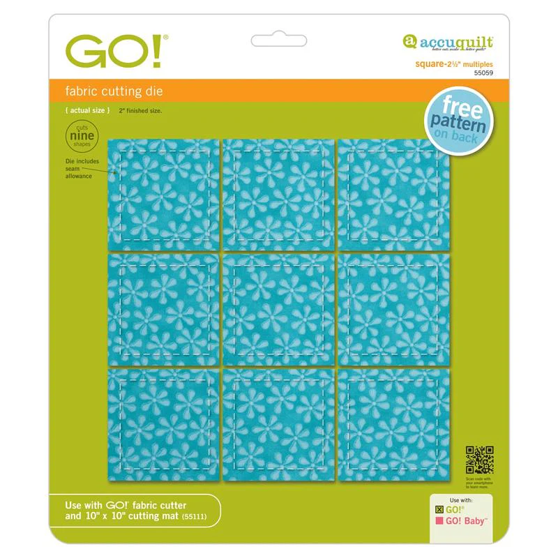 AccuQuilt GO! Die Square 2 1/2" (2" Finished) Multiples 55059