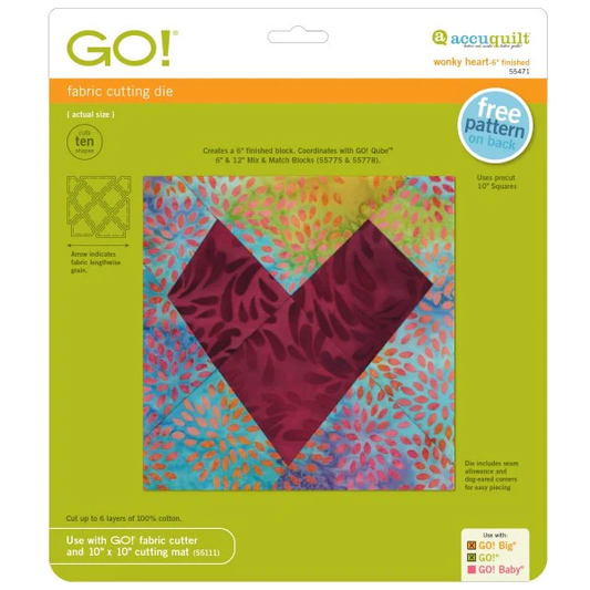 AccuQuilt GO! Wonky Heart 6" Finished 55471