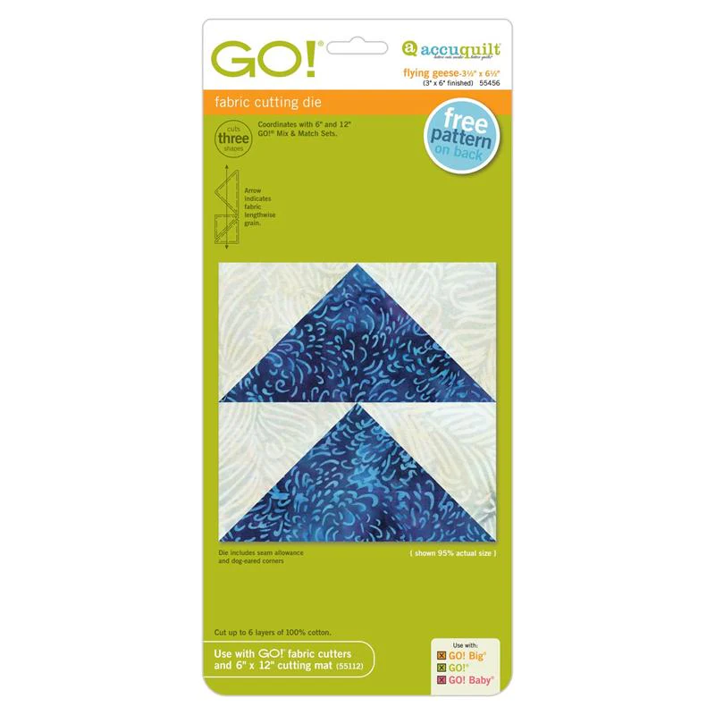 AccuQuilt GO! Die Flying Geese-3 1/2" x 6 1/2" (3" x 6" Finished) 55456